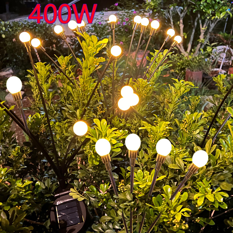 Super LED Solar Garden Lights Powered Firefly Lights Outdoor Waterproof Vibrant Garden Lights for Patio Pathway Decoration,Warm