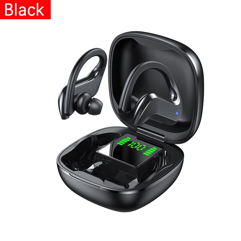 VOULAO Bluetooth Earphone Led Display Wireless Headphone TWS With Microphone Stereo Earbuds Waterproof Noise Cancelling Headsets: Black