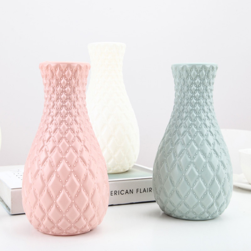 Vase à fleurs plastique rotin rose blanc | 1 pièce, Imitation céramique rose blanc, panier à fleurs, décoration de maison, décoration nordique