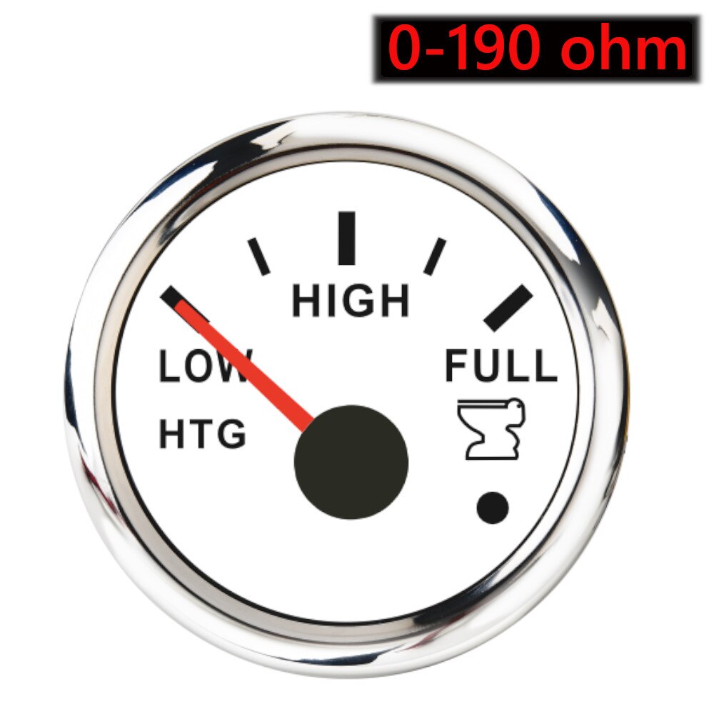 52mm marineholding tank niveaumåler 0-190 ohm 240-33 ohm vandtæt båd spildevands niveau måler htg måler 12v/24v med alarm: Ws 0-190 ohm