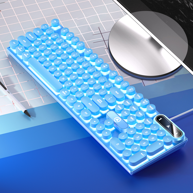 Teclado de oficina con cable USB USB, escritura silenciosa, ergonómico para computadora doméstica/negocios/de escritorio, Compatible con PC/portátil: camello