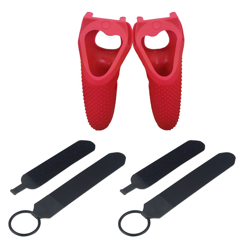 3 in1 Touch Controller Grip Skin &amp; Protective Cages for Oculus Quest/ Oculus Rift S VR Silicone Protection Accessries: 2in1 Red