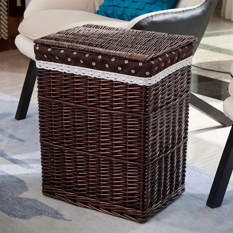 Förvaringskorg för smutskläder rottingkorg extra stor tvättkorgskorg med lock pottbutik klädförvaringskorg: 45 x 35 x 57cm 1