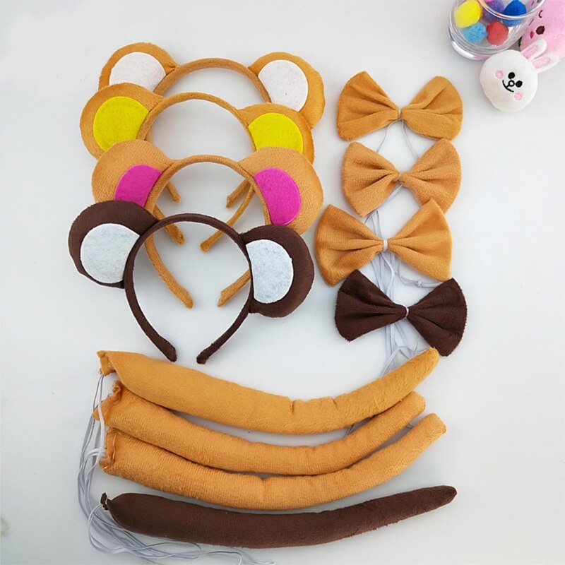 Ears Headbands Bows Tail Monkey Ears Party Decorations Cosplay Washing Face