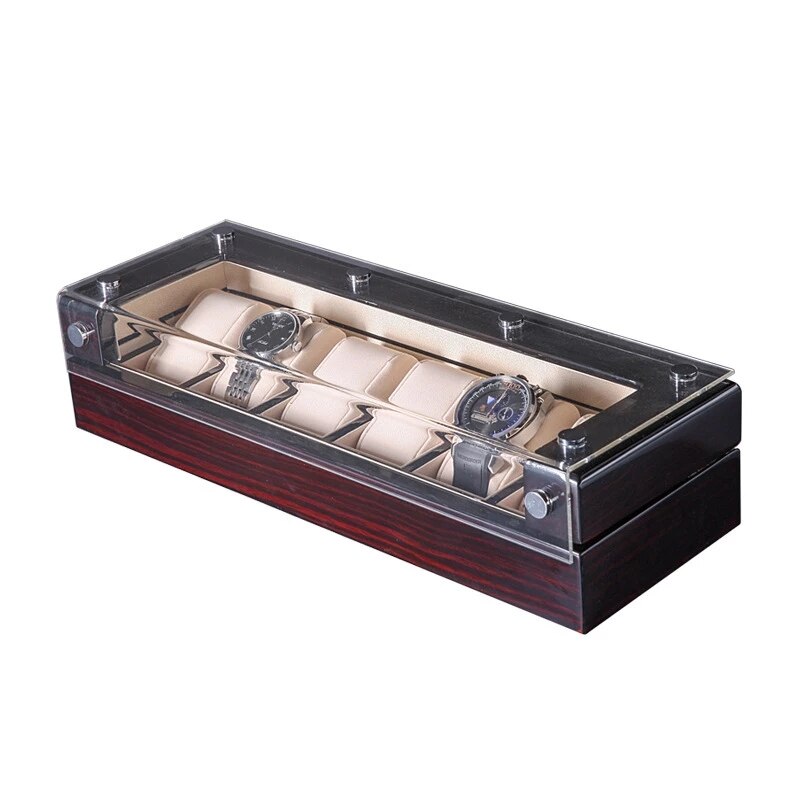 6 / 12 Slots Luxury Watch Box Woven PU Leather Watch Boxes Storage Organizer Box Jewelry Storage Display