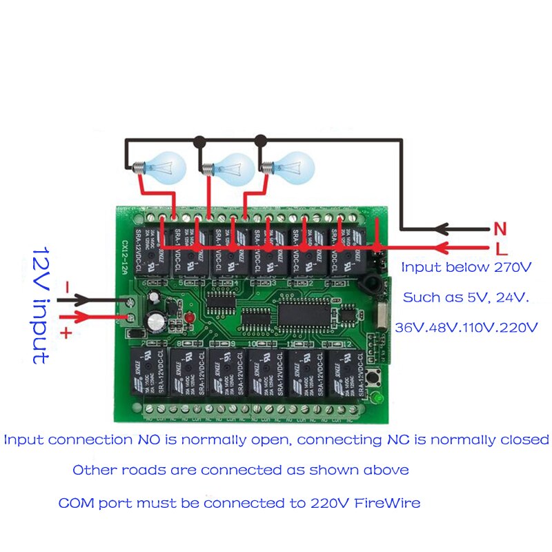 DC 12V 24V 12 CH 12CH Radio Controller RF Draadloze Afstandsbediening Schakelaar Systeem Zender + Ontvanger 315 /433 MHz