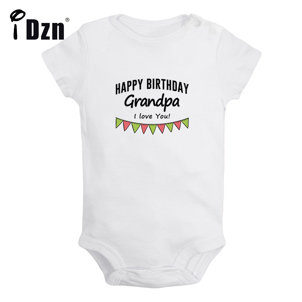 Feliz aniversário vovô eu te amo bebê meninos diversão macacão bebê meninas bonito bodysuit infantil mangas curtas macacão roupas macias