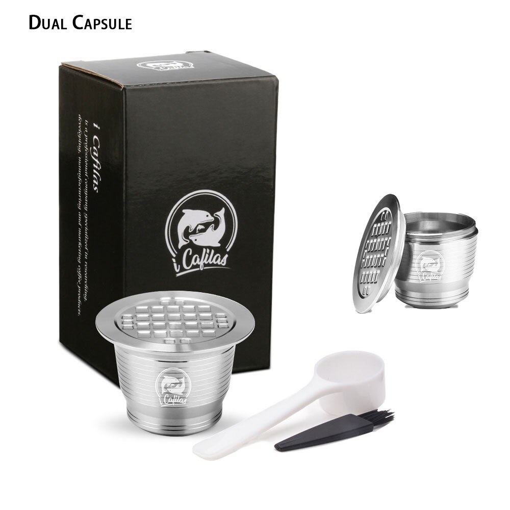 Refill nespresso kapsel med gjenbrukbar bruk påfyllbar kapsel crema espresso gjenbrukbart etterfyllbart kaffefilter: 2 kapsler