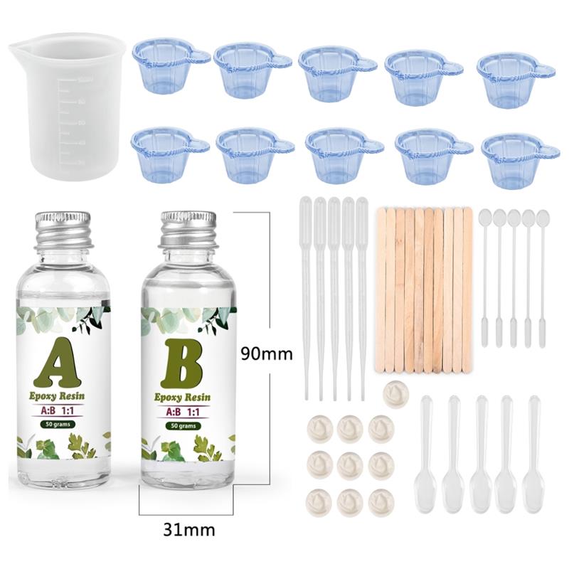 AB Crystal Epoxy AB Resin Glue Small Bottle 1:1 AB Glue With Free 1 Set Resin Molds Making Tools Starter Set Jewelry Making
