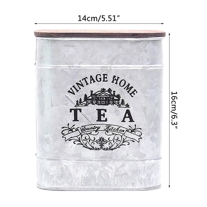 Caja de Metal Vintage para chucherías y dulces cajas de lata para almacenar con tapa de madera latas de café té condimento de joyería