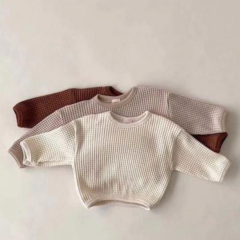 BOBOTCNUNU Herbst Neue Baby Bluse Waffel Kleinkind Jungen Spitzen Kurze Mädchen Kleidung lässig Outfit