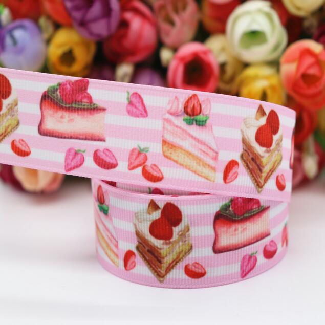 10 Yards Grosgrain Lint Aardbei/Cake Gedrukt Lint 1 "25 MM Voor Hair Bows DIY Ambachten Handgemaakte Accessoires m19041001: 3