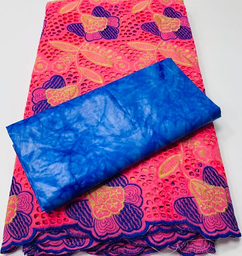 2.5 + 2.5 yards/ensemble africain Bazin Riche Brode tissu avec coton suisse dentelle tissu damassé guinée brocart dentelle tissu YA375