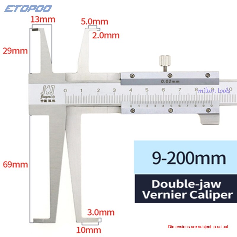 10-160mm Inside Groove Vernier Caliper mono-block inside caliper To measure groove inside caliper: 9-200mm