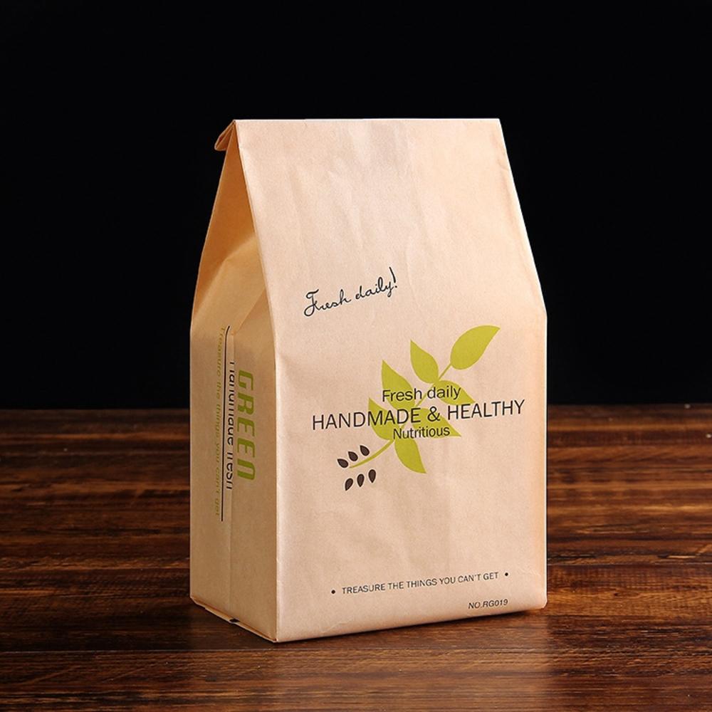 50Pcs Kraftpapier Green Leaf Vorm Voedsel Verpakking Cake Verpakking Lamineren Oilproof Tas