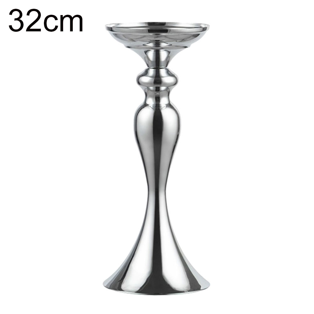 Metal Candle Holders Flowers Vase Candlestick Centerpieces Road Lead Candelabra Centerpieces Wedding porps Christmas decoration: 32cm 1pc Silver