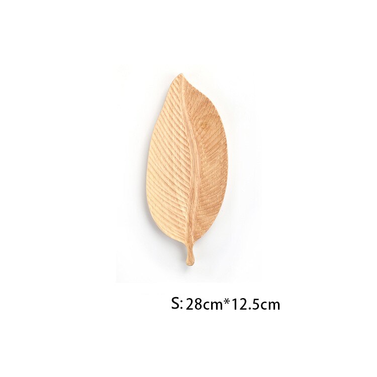 Solid Wood Leaf Dinner plates Snack Fruit Dry Fruit Plate High Handmade Sushi Tea Tray Dessert Dinner Plate Tableware: 1