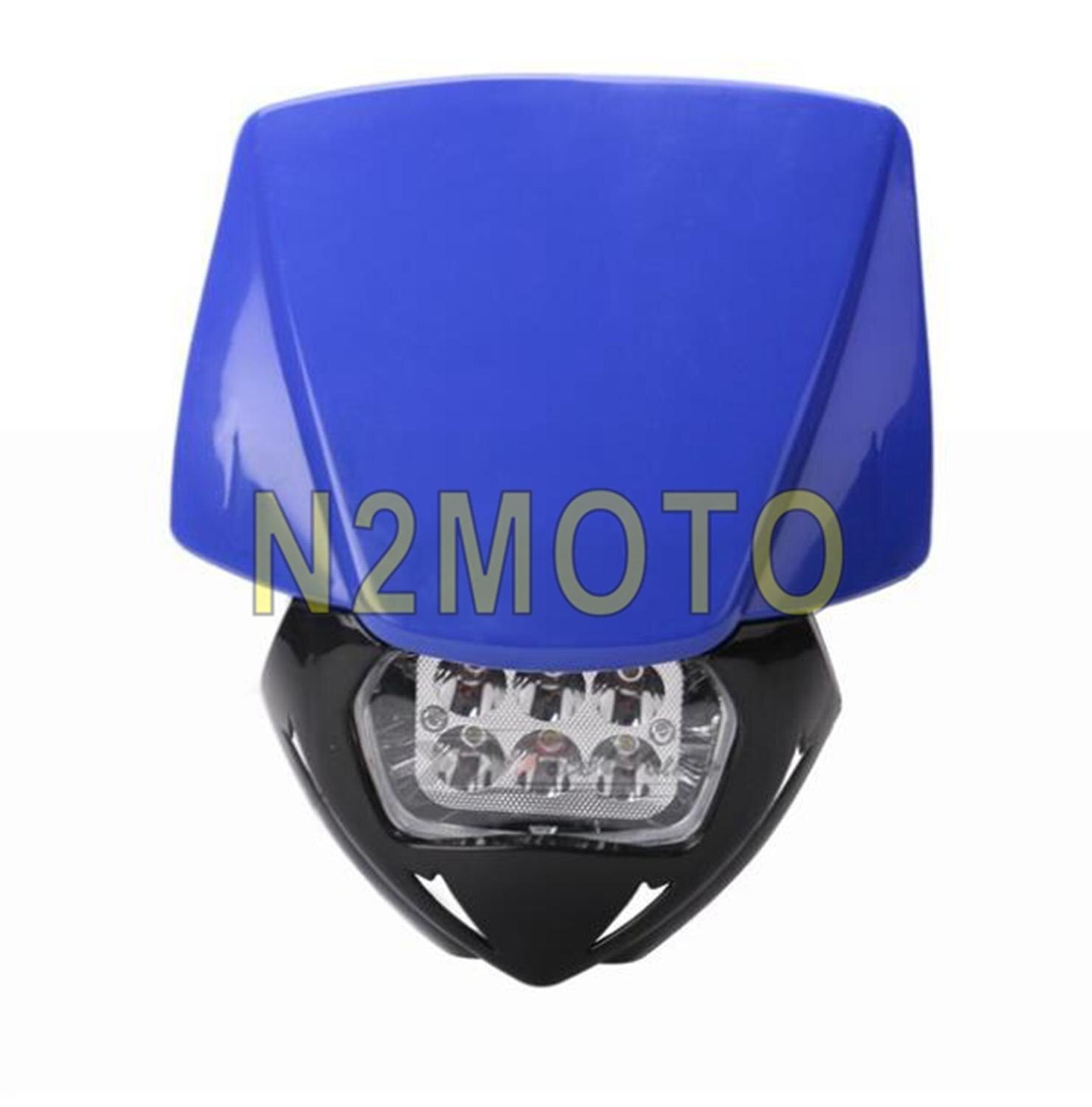 Phare LED blanc d&#39;enduro pour moto, pour Yamaha, Suzuki, Kawasaki, KLX, WR, EXC, CRF 250, 450, 6 pièces: Blue