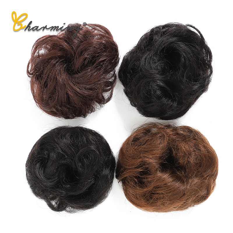 charmant 1 Stück Synthetische Chaotisch Chignon Krapfen Gary Braun Farbe 50g Haar Brötchen Pad Elastische Haar Seil Gummiband haar Erweiterungen