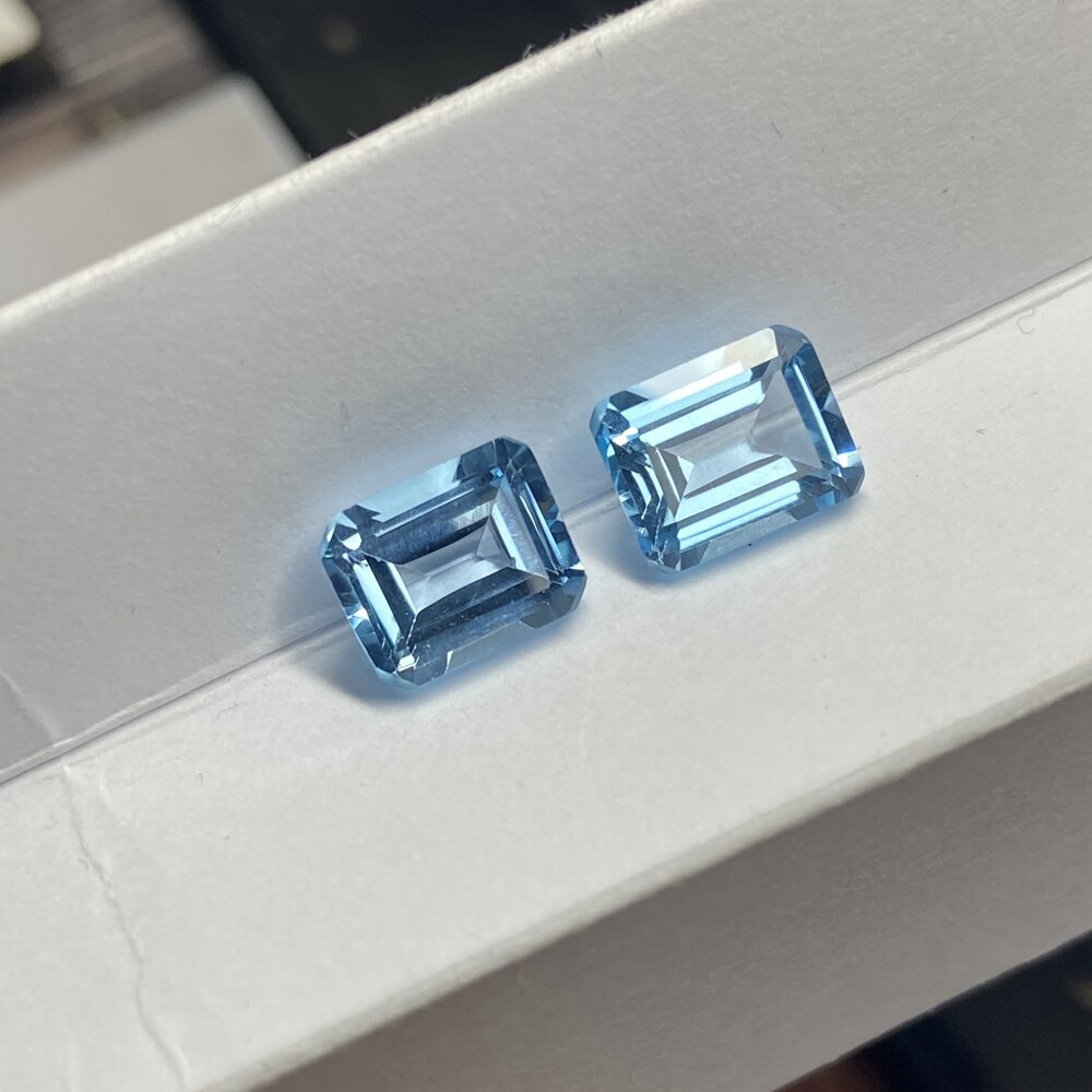 Meisidian Smaragd schneiden 8X10mm Original Brasilien Natürliche Himmel Blau Topas verlieren Edelstein Für Ohrring, Der