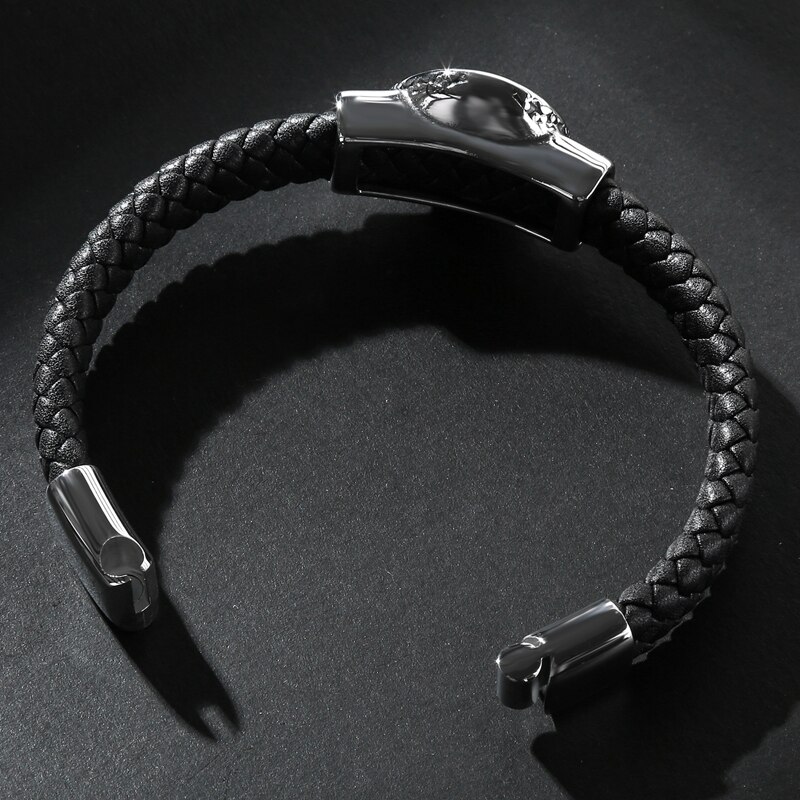 Trendy Egypte Schedel Armband Lederen Rvs Eenvoudige Bangle Mannelijke Collocatie Punk Manchet Sieraden
