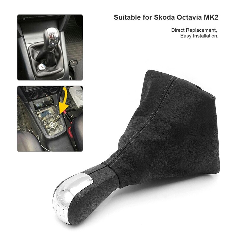 Auto Accessories For Skoda Octavia MK2 Car 5Speed Gear Shift Knob Stick Gaiter Boot Sliver Cap