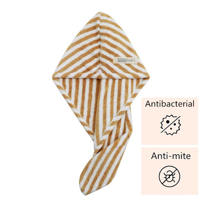 Toalla microfibra para cabello seco toallas de baño antiácaros toalla de baño para el cuidado del cabello de: Striped yellow