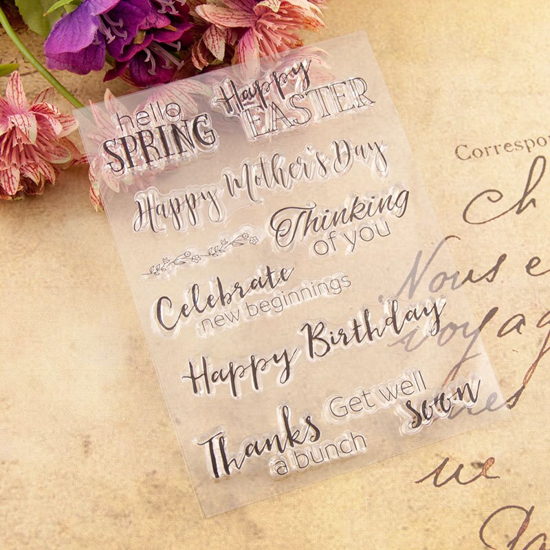 Cursive blessing phrases Silicone Clear Stamp for Scrapbooking Album DIY Craft Background Decoration Rubber Stamp