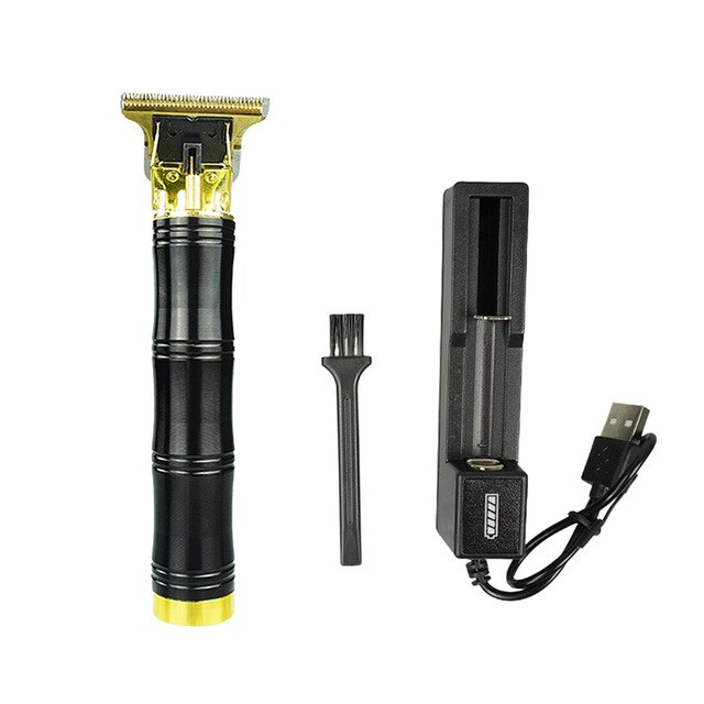 Barber Hair Clipper T9 Beard Trimmer Cordless Haircut Shaver T Blade Hair Finishing Machine Men Engraving Outliner: Black