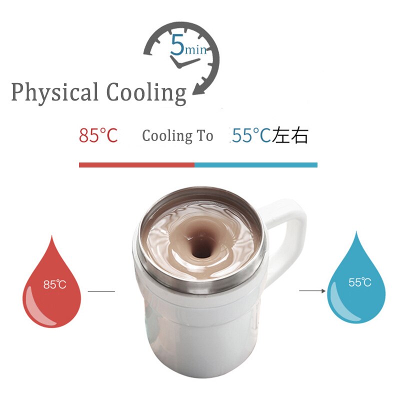 Automatic Self Stirring Mug Stainless Steel Thermal Cup Magnetic Heating Mug Coffee Milk Mixing Cup No Battery Required
