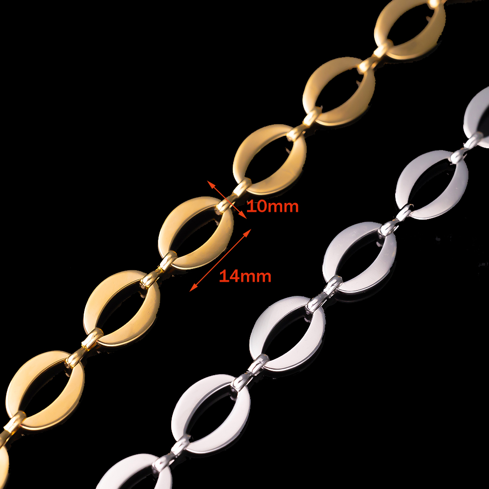 Cadenas de eslabones Shpae ovaladas huecas de acero inoxidable, 1 metro, DIY, collar, pulsera, suministros de joyería, materiales, accesorios de piezas decorativas