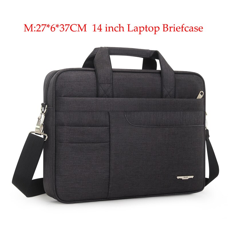 Brand Waterproof Men Women 14 15.6 inch Laptop Briefcase Business Handbag for Men Large Capacity Messenger Shoulder Bag: black-M