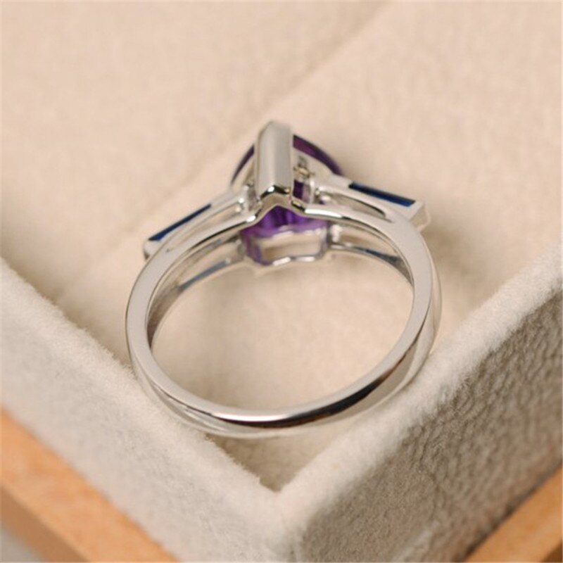 ZN 2021 New Fashion Women Love Heart Purple Zircon Finger Ring anello di fidanzamento per matrimonio per regali di gioielli da donna