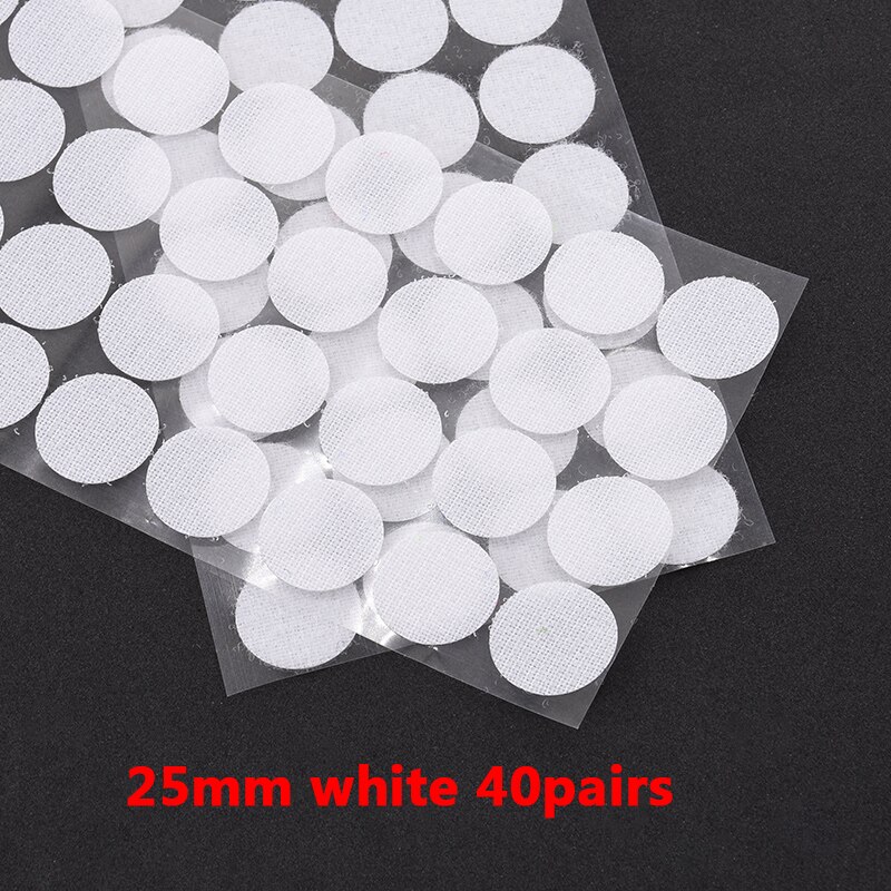 Kleurrijke Klittenbandsluitingen Lijm 10-30 Mm Zelfklevende Tape Haak Lus Nylon Magic Boob Tape Sticker Thuisgebruik Sterke lijm 100Pairs: 25mm white 40 pairs
