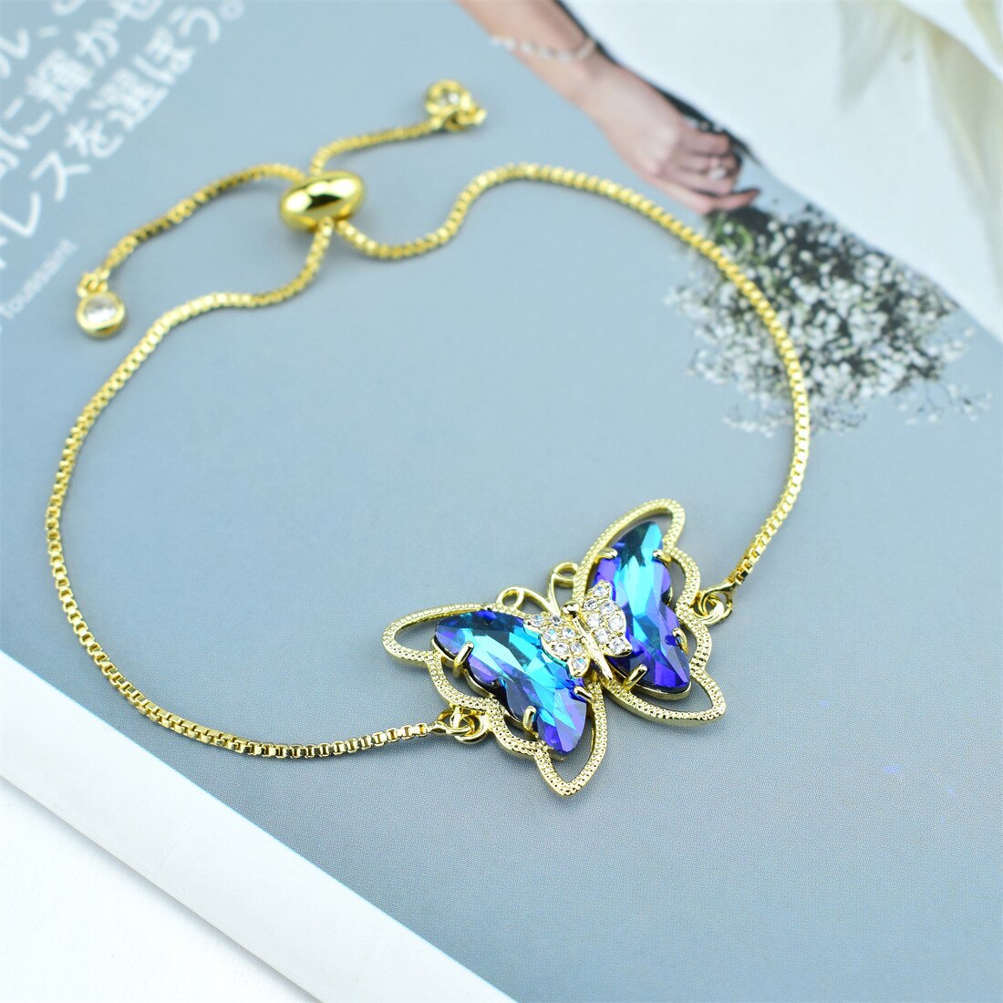 Butterfly Crystal Zircon Bracelet Hollow Butterfly Factory Direct Sales 18 Color Spot Bracelet: 6