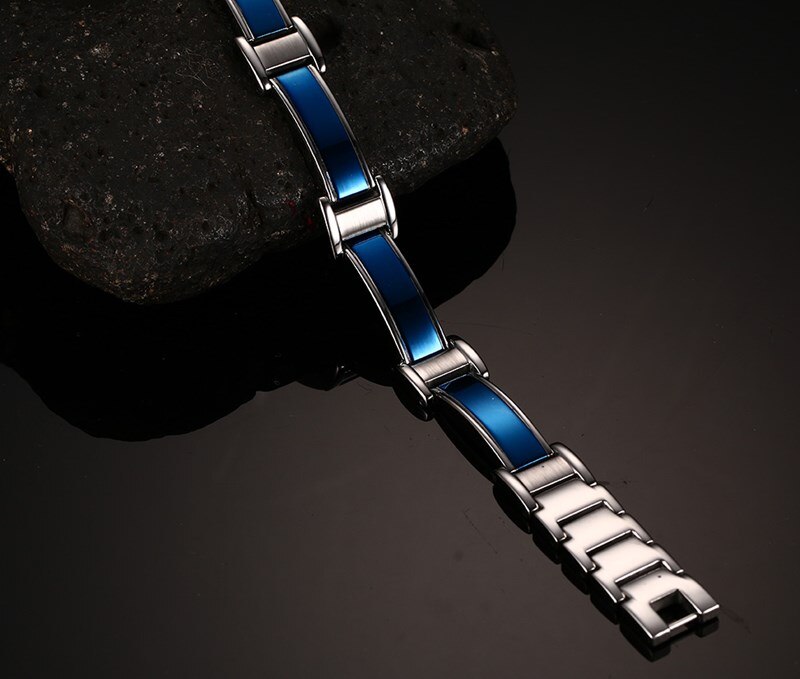 ZORCVENS Healthy good for body men magnetic bracelets & bangles stainless steel body care blue bracelet men for friendship