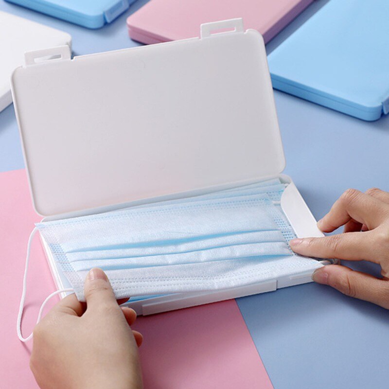 1Pcs Portable Face Mask Plastic Box Storage Box Convenient Carry Storage Case Face Shield Holder Travel Container Organizer