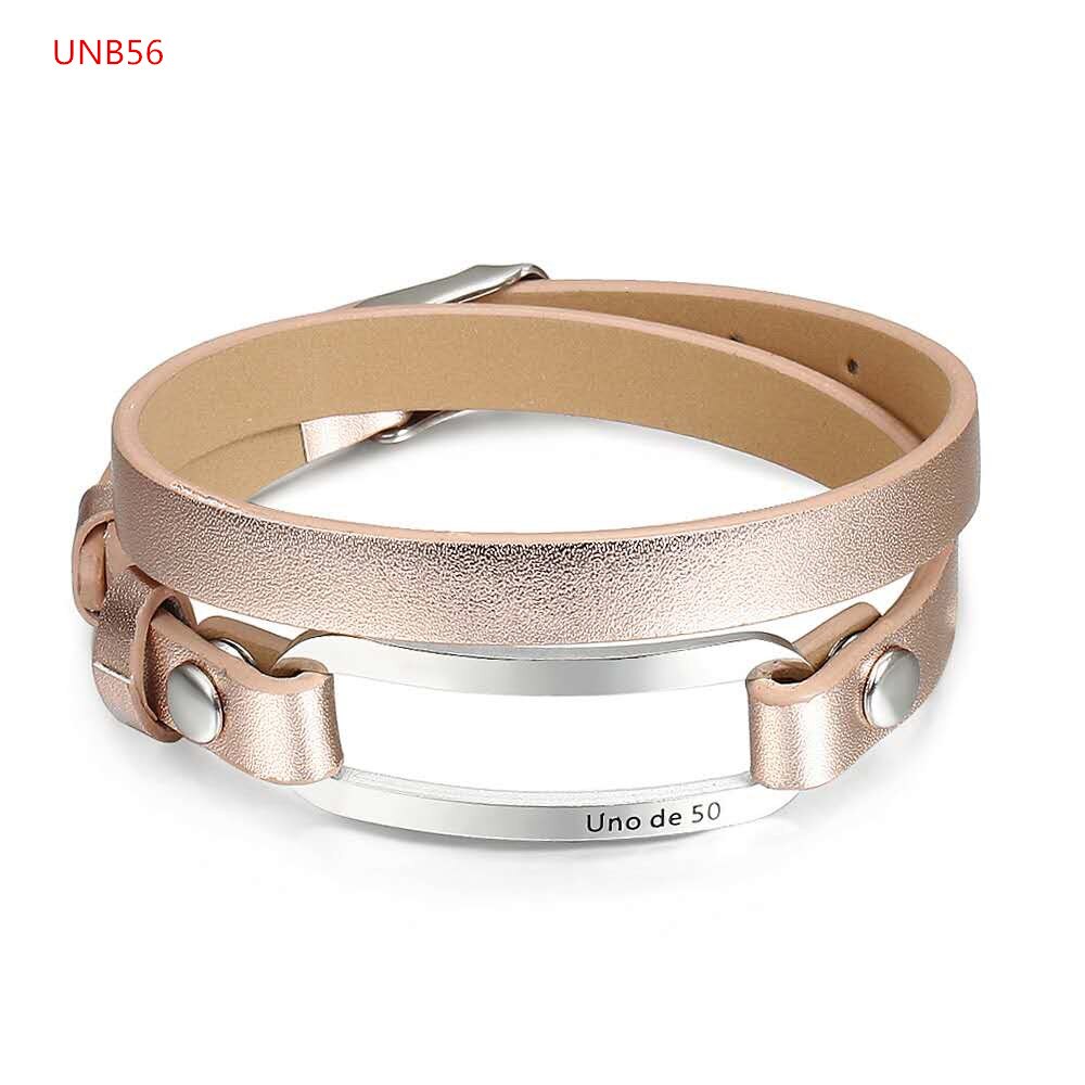 Women Men Silver Color Gold Stainless Steel Roud Ball Bead key Uno 50 Lock Weave Chain Bracelet Jewelry: 18