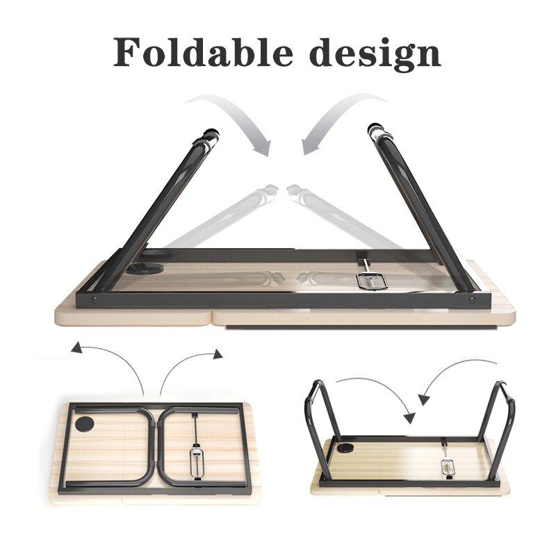 Escritorio plegable para Laptop para la cama computadora portátil bandeja para mesa de sofá para escribir 4 ángulos Mesa ajustable para Laptop con sostenedor de taza
