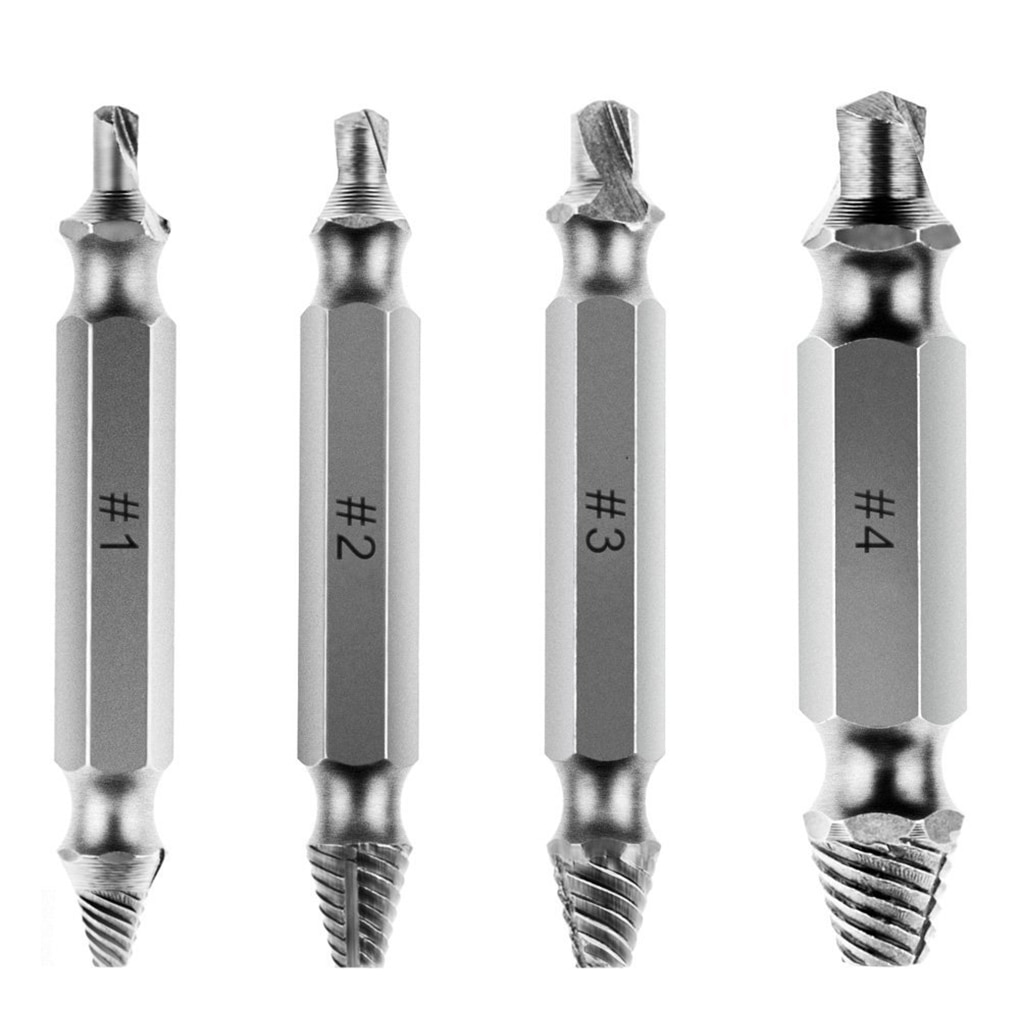 4pcs HSS Broken Head Screw Extractor Damaged Screw Extractor Woodworking Drill Bit Remover Quick-Release Easy-Pull Bolt Tool