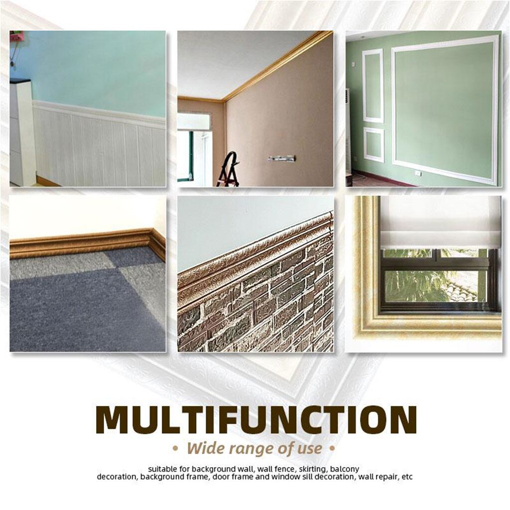 3d Foam Embossed Corner Line Self-adhesive Wall Waist Line Waterproof Decor Wall Sticker Border Wall Edge Strip #t1p