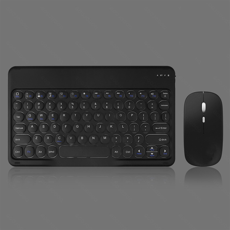 Gratis Muis Met Toetsenbord 10 Inch Universele Toetsenborden Voor Tablet Telefoon Pc Bluetooth-Compatibel Toetsenbord Voor Ipad Samsung Huawei: black round mouse