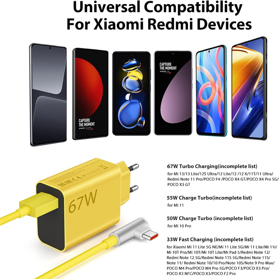 Caricatore Xiaomi 67W Caricatore Rapido USB Con Cavo USB C Per Mi Turbo Xiaomi Redmi Note 15 Pro 5g - Foto 13