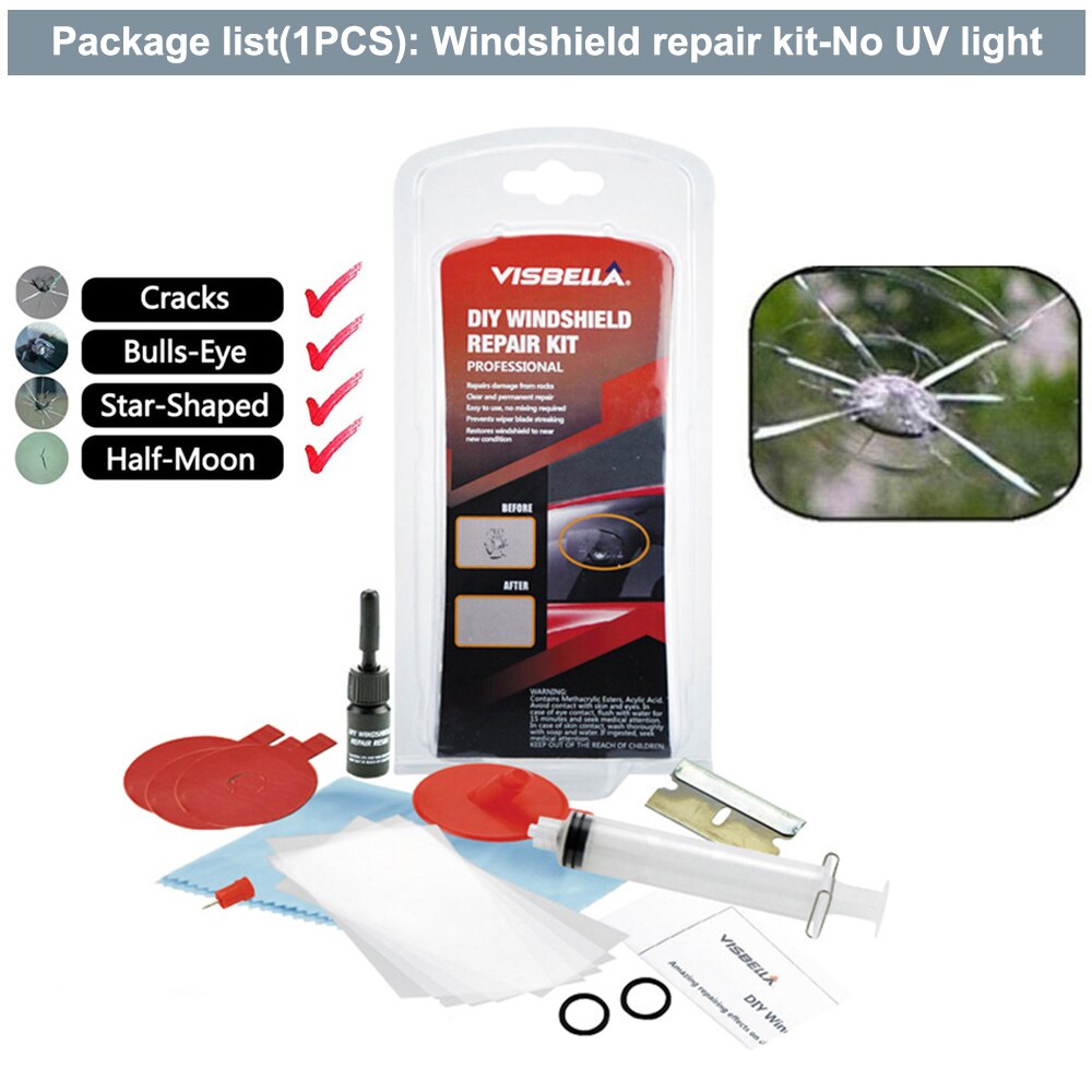 VISBELLA Car Windshield Repair Kit DIY Window Repair Tool Windscreen Glass Scratch Crack Restore Renewal Window Screen Polishing: Windshield 3