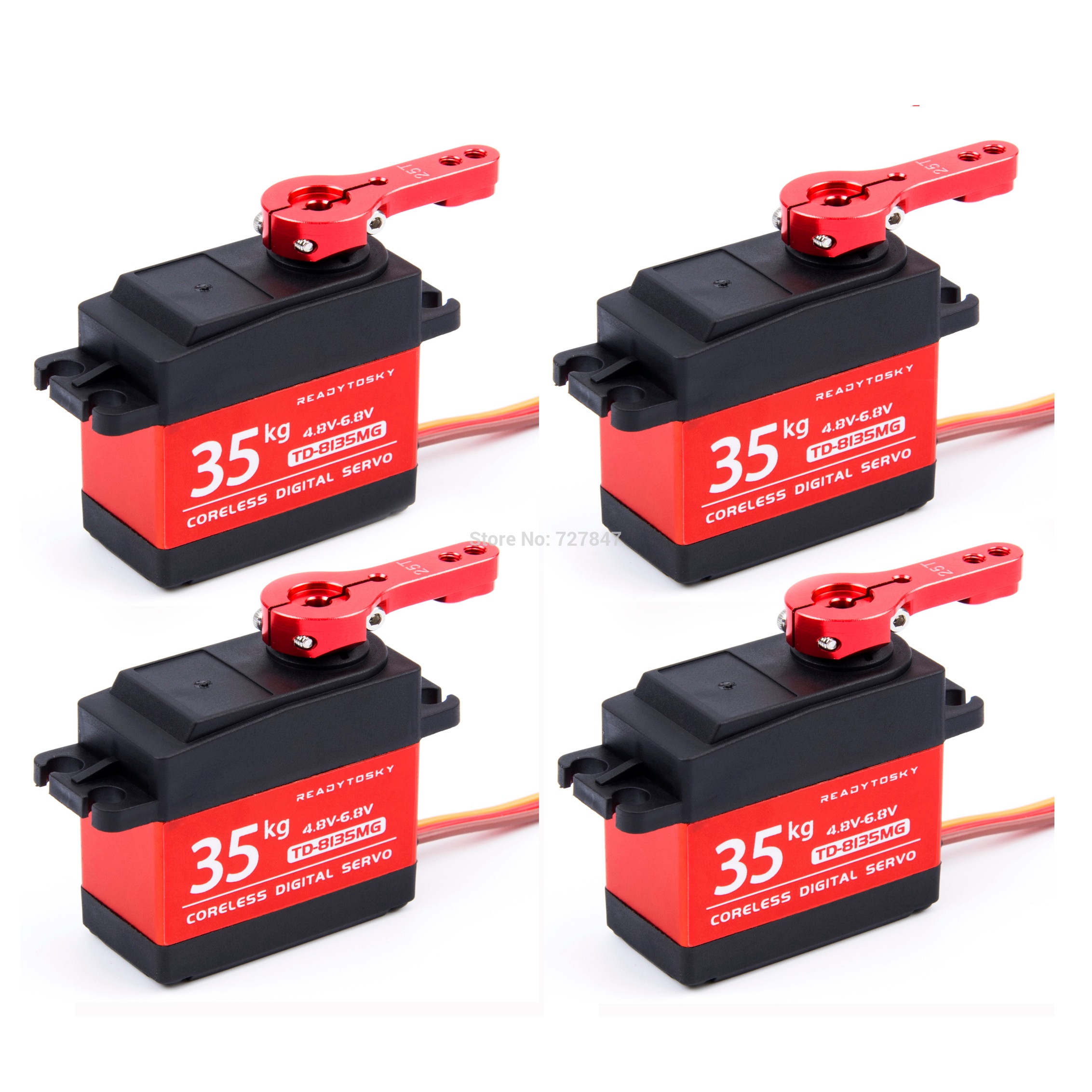 Waterproof 35kg Coreless Servo 180 / 270 Degree Large Torque Digital Aluminium Metal Gears 25T Arm For RC Car