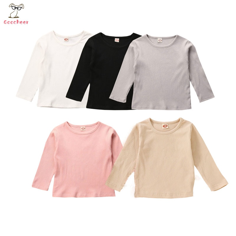 Capretto del bambino Appena nato Tollder Magliette E Camicette Vestiti 2020 Autunno Sof t del Cotone A Manica Lunga O-Collo camicia solido superiore