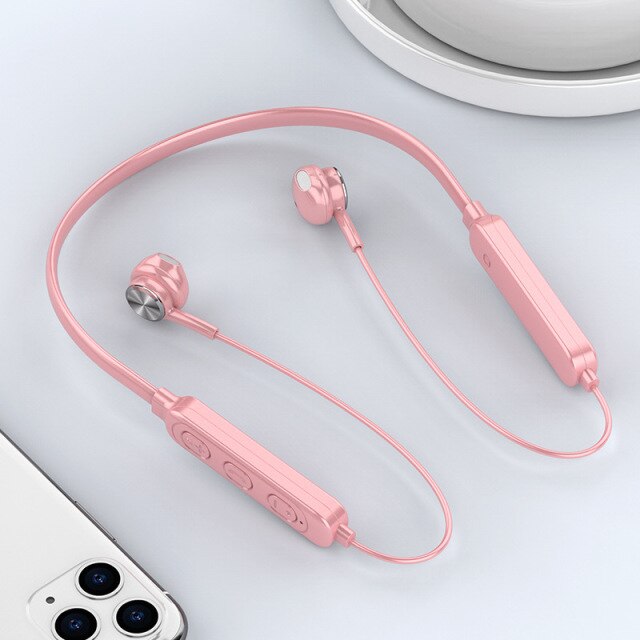 Magnetische Draadloze Bluetooth Koptelefoon Muziek Hoofdtelefoon Telefoon Nekband Sport Oordopjes Oortelefoon Met Microfoon Voor Iphone Samsung Xiaomi: Pink