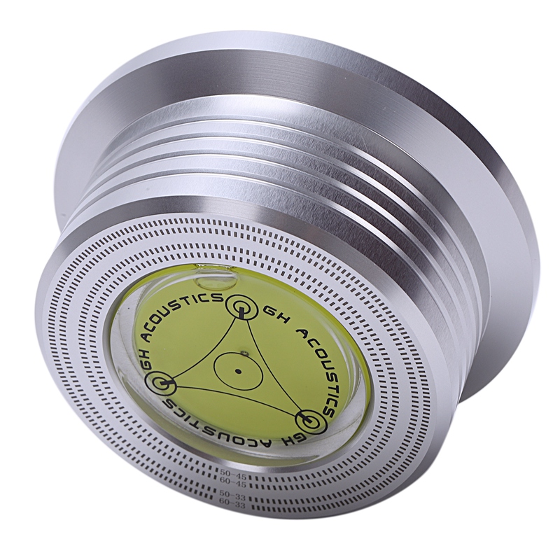 Universal 50/60Hz Lp Vinyl Record o Disc Turntable Stabilizer Clamp Aluminum Weight Clamp With Test Speed Bubble(Silver)