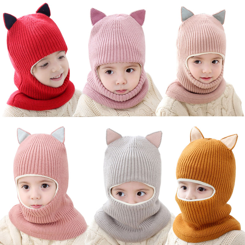baby meisje winter muts warm en fluwelen Mutsen Gebreide Cap Kids Balaclava Masker Hoeden Meisjes Jongens Gebreide Hoeden Meisje jongen Bonnet Kids Hoeden & Caps