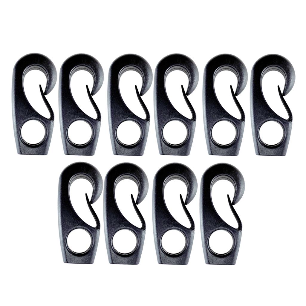 Gazechimp 10 pezzi gancio elastico in nylon riutilizzabile nero per barche gancio per cavo ammortizzatore per shock